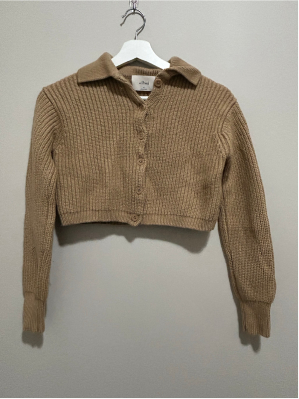 Women's Wilfred Beige Cropped Cardigan Sweater Size XS